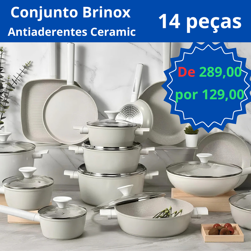 Jogo Completo 14 Panelas Ceramic BrinoxLife Smart Plus + Brinde Exclusivo