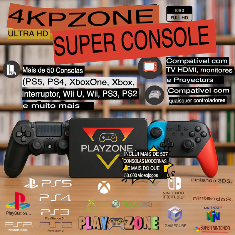Play zone 1TB jogue Ps1,xbox jogos Ps5 são mais de 16 mil jogos -Lançamento (Acompanha 2 controles)