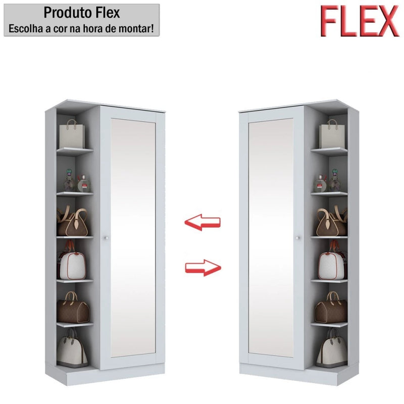 Nova Sapateira Magia 1 Porta com Espelho  e Led Branco Flex - Panorama Móveis
