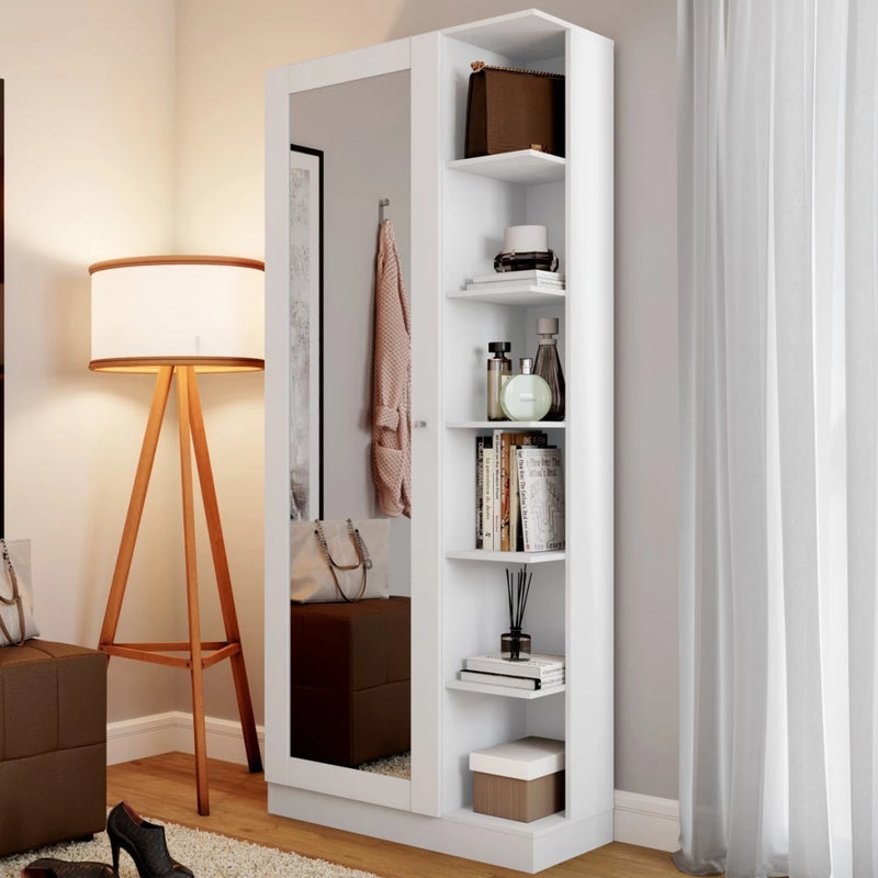 Nova Sapateira Magia 1 Porta com Espelho  e Led Branco Flex - Panorama Móveis