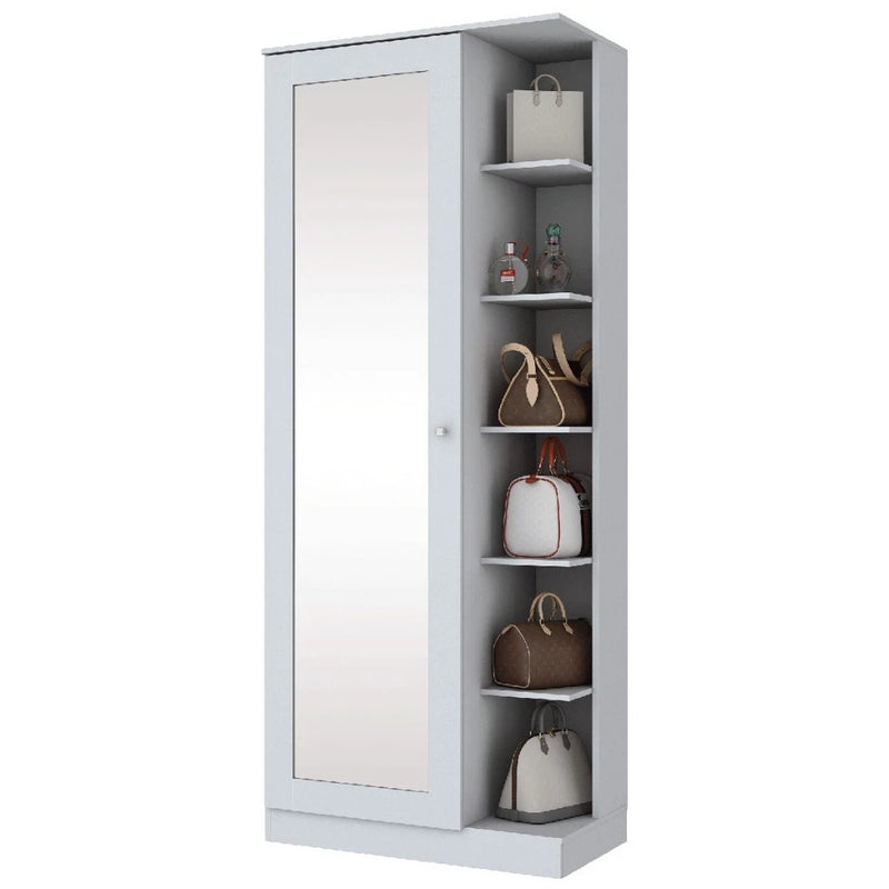 Nova Sapateira Magia 1 Porta com Espelho  e Led Branco Flex - Panorama Móveis