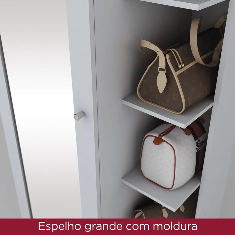 Nova Sapateira Magia 1 Porta com Espelho  e Led Branco Flex - Panorama Móveis